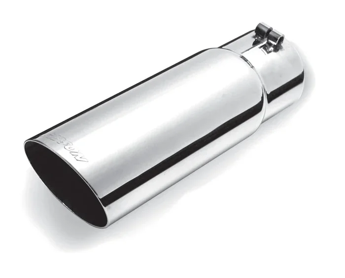 Gibson Round Single Wall Angle-Cut Tip – 4in OD/2.25in Inlet/12in Length – Stainless