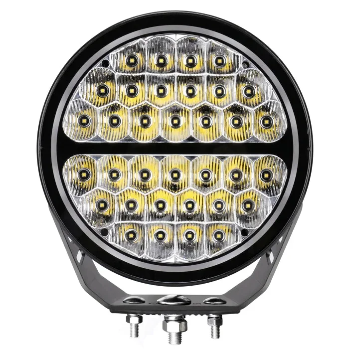 Go Rhino Xplor Blackout Series Round LED Sgl Driving Kit w/DRL (Surface/Thread Stud Mnt) 9in. – Blk