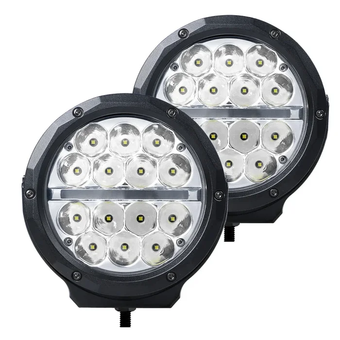 Go Rhino Xplor Bright Series Round LED Driving Light Kit w/DRL (Surface Mount) 6in – Blk (2 pc)
