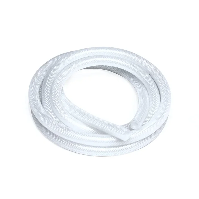 HPS 1/2 ” ID Clear high temp reinforced silicone heater hose 10 feet roll, Max Working Pressure 80 psi, Max Temperature Rating: 350F, Bend Radius: 2-1/2 “