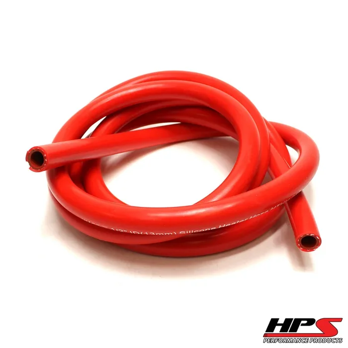 HPS 1/4 ” ID Red high temp reinforced silicone heater hose, Max Working Pressure 85 psi, Max Temperature Rating: 350F, Bend Radius: 1 “
