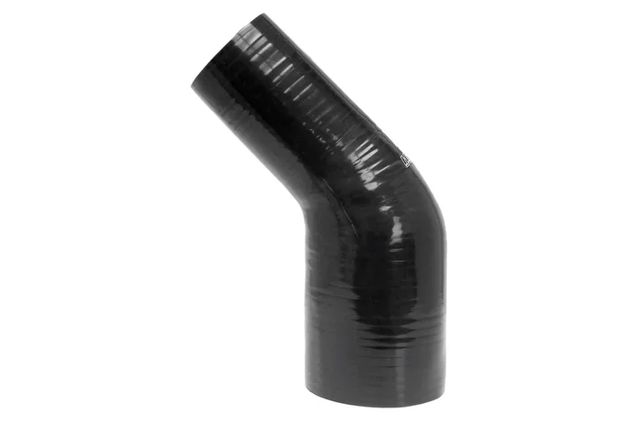 HPS 3 ” – 4 ” 4-ply Reinforced Silicone 45 Elbow Reducer Coupler | Universal (HTSER45-300-400-BLK)