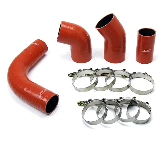 HPS Performance Silicone Intercooler Hoses GMC Sierra 2500 HD/3500 6.6L Duramax LB7 Diesel (02-04) [High Temp Aramid Reinforced Boots Kit] Orange or Black