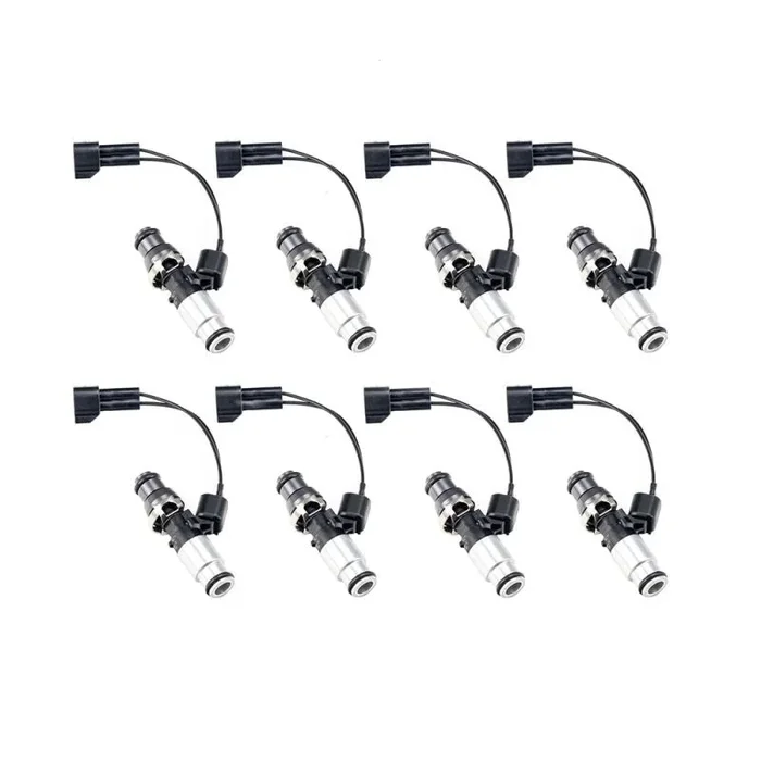 Injector Dynamics ID1050X Injectors 14mm Grey Adaptor Top Bottom Silver Adaptor Set of 8 (1050.60.14.14B.8-PU)