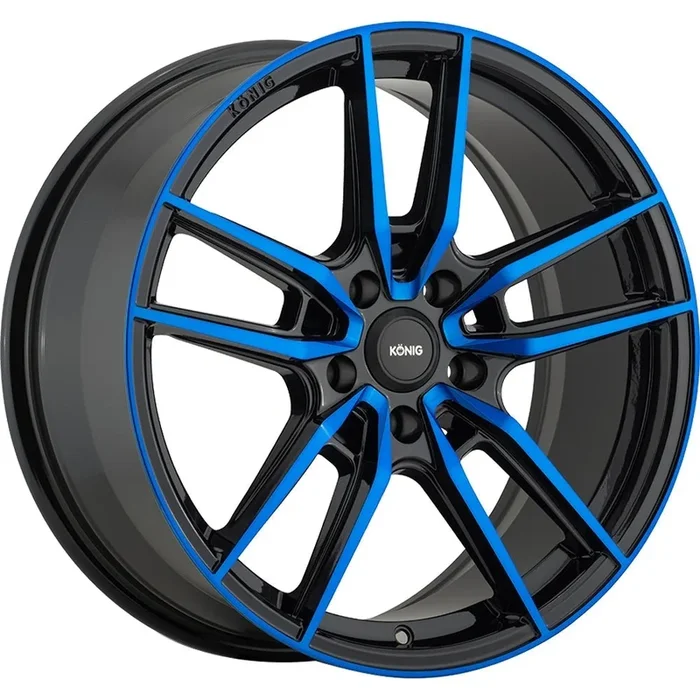 Konig Myth Gloss Black w/ Blue Tinted Clearcoat Spoke Faces and Lip Ring 17×8 | 5×114.3 (MY8751443F)