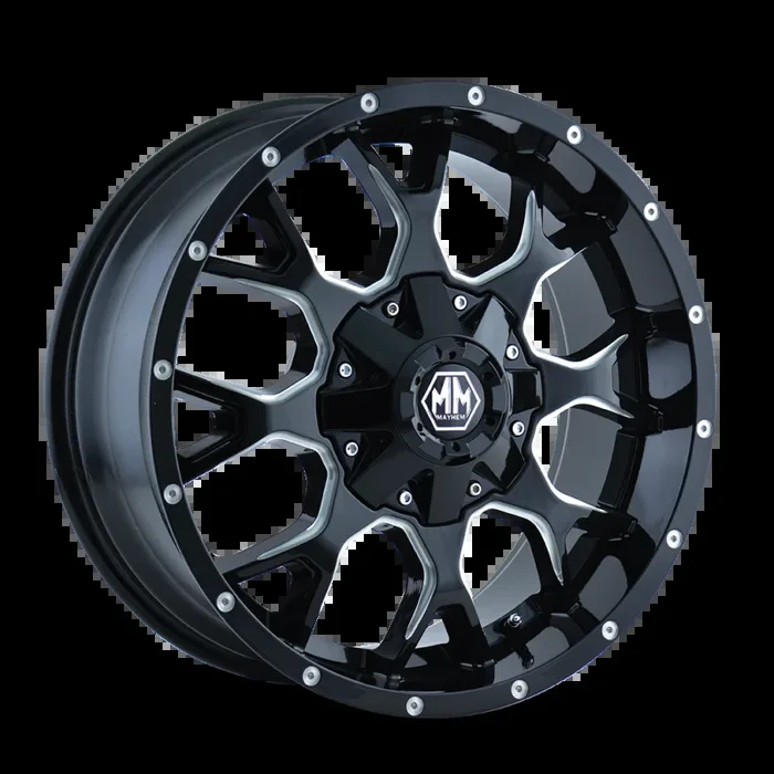 Mayhem 8015 Warrior 17×9 / 5×127 BP / -12mm Offset / 87mm Hub Black w/ Milled Spokes Wheel