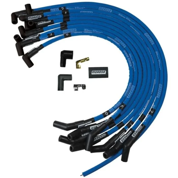 Moroso Ford 289-302 Ignition Wire Set – Blue Max – Spiral Core – Sleeved – HEI – 135 Degree