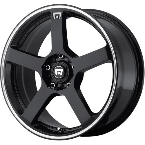 Motegi Racing MR116 Gloss Black w/ Machined M and Lip Ring 16×7 | 5×112/5×114.3 (MR11667046340)