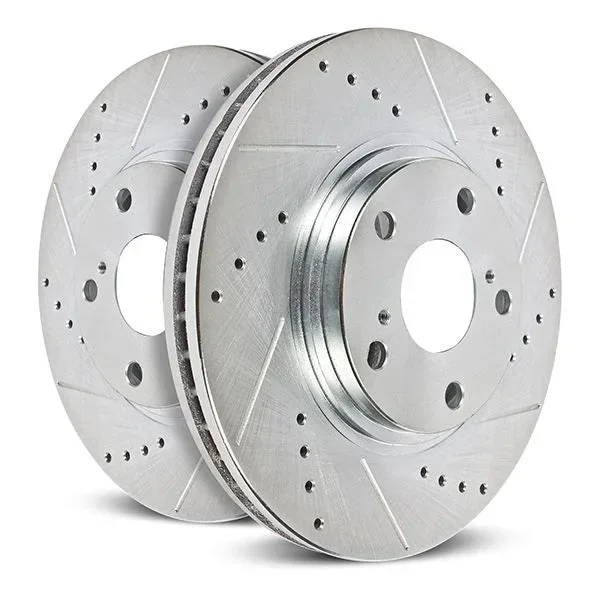 Power Stop Rear Evolution Drilled & Slotted Rotors – Pair | 2022+ Volkswagen Golf GTI Mk8 & 2017-2018 Audi RS3 (EBR1070XPR)