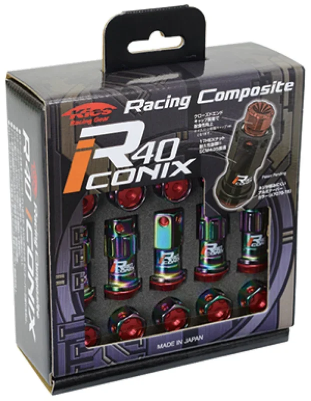 Project Kics R40 Iconix Lug Nuts 12×1.50 Neochrome with Black Cap (20)