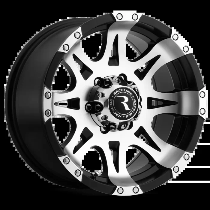 Raceline 982 Raptor 17x9in / 5×127 BP / 0mm Offset / 78.1mm Bore – Black & Machined Wheel