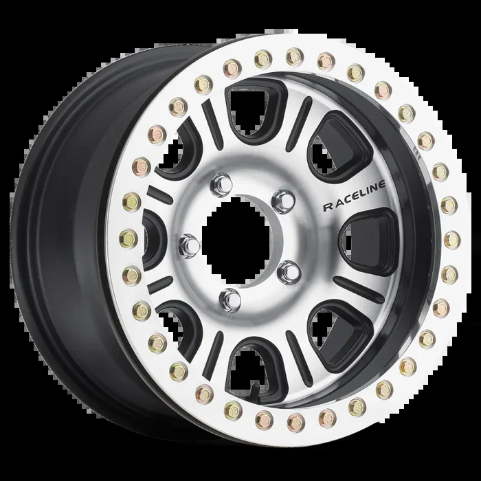Raceline RT232 Monster 17×8.5in/6×135 BP/-25mm Offset/87.1mm Bore – Black & Machined Beadlock Wheel