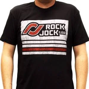 RockJock T-Shirt w/ distressed logo. Black, youth small, print on the front. – 711003-YS