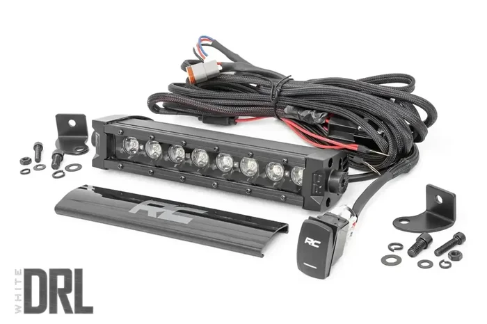 Rough Country 70718BLDRLA LED Light Bar; 8 in.; Black Series w/Amber DRL;