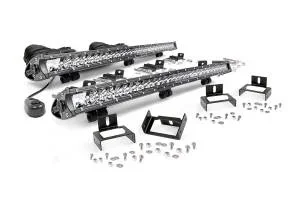 Rough Country Cree Chrome Series LED Light Bar 30 in. Single Row 12000 Lumens 150 Watts Spot Beam IP67 Rating Incl. Grille Mount Dual Set – 70532