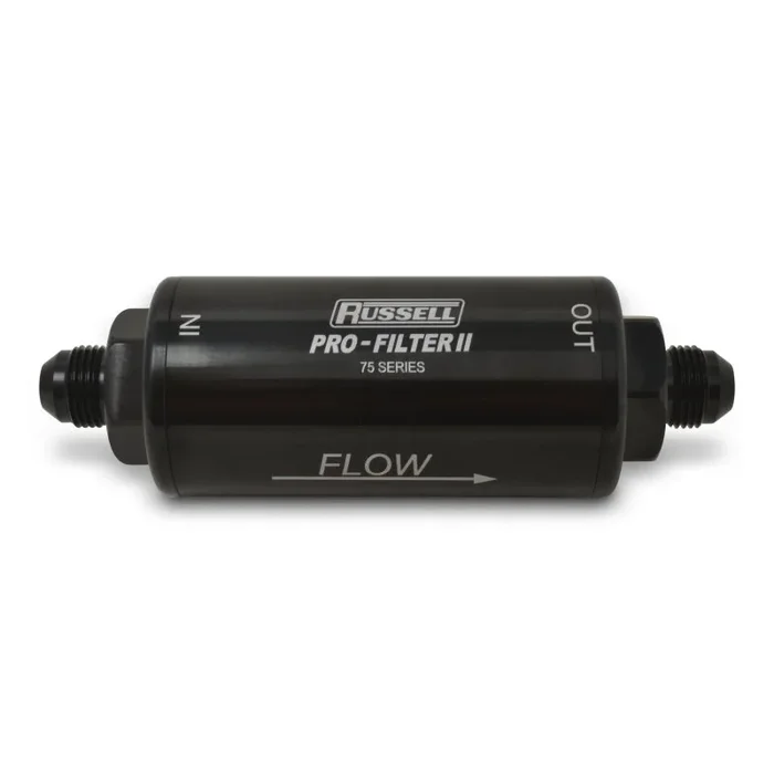 Russell Performance ProFilter 2 Fuel Filter 6 1/4in Long 10 Micron 10AN Male In/Out – Black