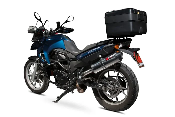 Scorpion EBM76SEO BMW F650 GS Factory Oval Slip-On Exhaust – Polished Stainless Steel Sleeve