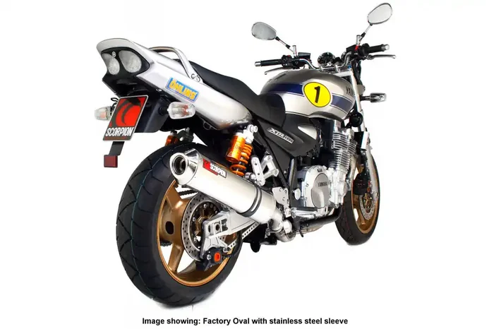 Scorpion EYA80SEM Yamaha XJR1300 Factory Round Slip-On Exhaust – Polished Stainless Steel Sleeve