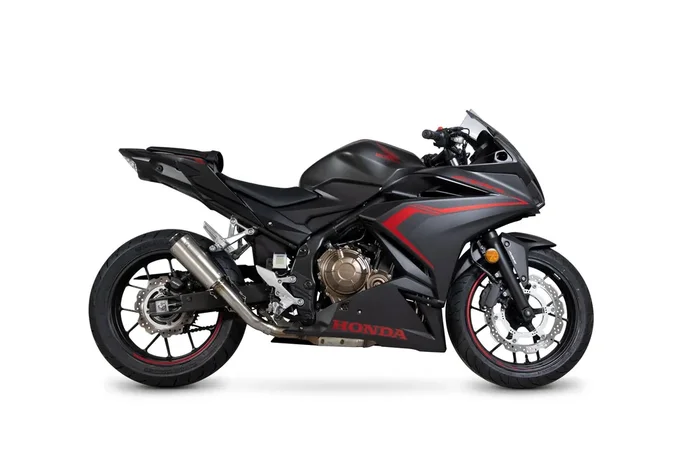 Scorpion PHA186SEO Honda CBR500 R Red Power Slip-On Exhaust – Brushed Stainless Steel Sleeve