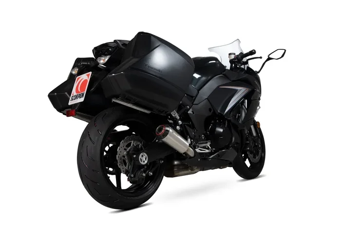 Scorpion PKA108SEO Kawasaki Z1000 SX Red Power Slip-On Exhaust (Pair) – Brushed Stainless Steel Sleeve