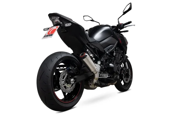 Scorpion PKA136SEO Kawasaki Z900 Red Power Slip-On Exhaust – Brushed Stainless Steel Sleeve