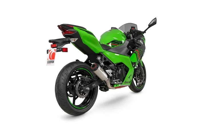 Scorpion PKA143SYSSEO Kawasaki Ninja 400 Red Power Race Exhaust System – Brushed Stainless Steel Sleeve