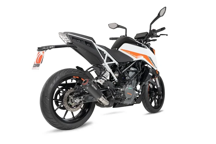 Scorpion PKT92BCER KTM 390 Duke Red Power Slip-On Exhaust – Black Ceramic Coated Sleeve