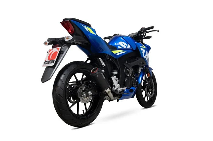 Scorpion PSI124BCER Suzuki Red Power Full Exhaust System – Black Ceramic Coated Sleeve (GSX-S 125 / GSX-S 150)