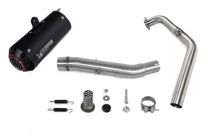 Scorpion PYA115SYSBCER Yamaha YZF-R125 Red Power Full Exhaust System – Black Ceramic Coated Sleeve