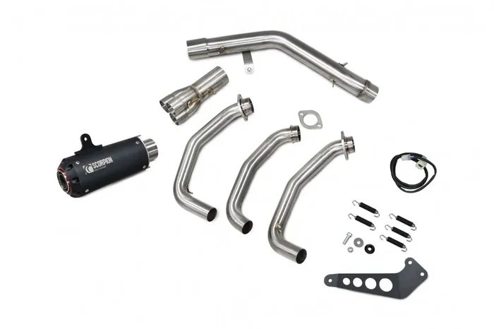 Scorpion PYA116SYSBCER Yamaha MT-09 Red Power Full Exhaust System – Black Ceramic Coated Sleeve