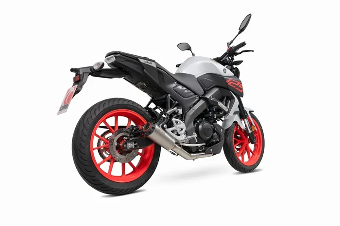 Scorpion PYA118SYSTEO Yamaha MT-125 Euro 4 Red Power Full Exhaust System – Titanium Sleeve
