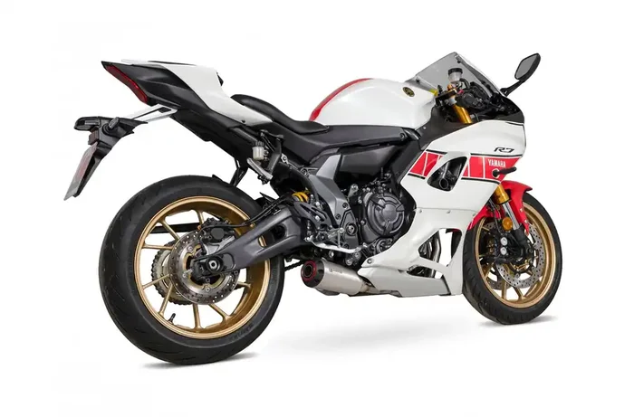 Scorpion PYA120SYSSEO Yamaha YZF R7 Red Power Full Exhaust System – Brushed Stainless Steel Sleeve