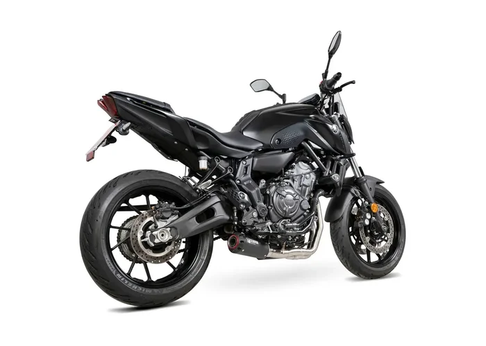 Scorpion PYA121SYSBCER Yamaha MT-07 Red Power Full Exhaust System – Black Ceramic Coated Sleeve