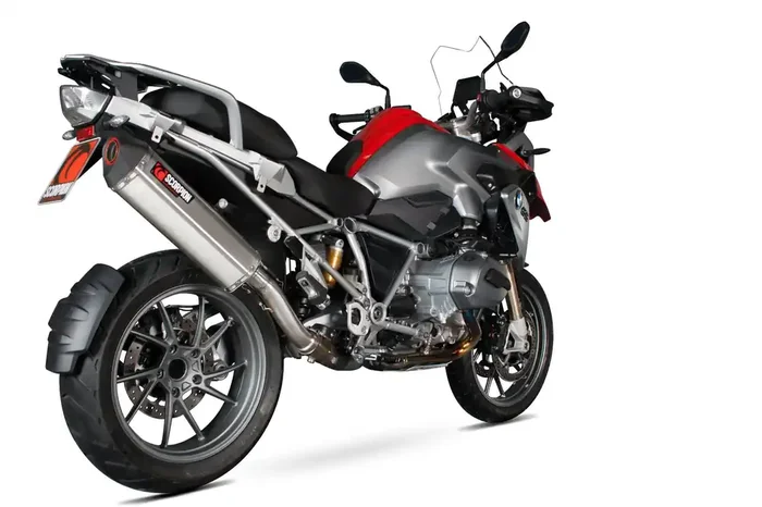 Scorpion RBM69SEO BMW R1200 GS Serket Parallel Slip-On Exhaust – Brushed Stainless Steel Sleeve