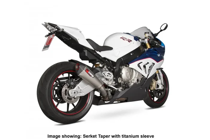 Scorpion RBM74SEO BMW S1000 RR Serket Taper Slip-On Exhaust – Brushed Stainless Steel Sleeve