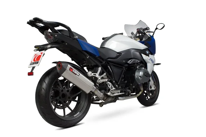 Scorpion RBM79SEO BMW Serket Parallel Slip-On Exhaust – Brushed Stainless Steel Sleeve (R1200 R / R1200 RS)