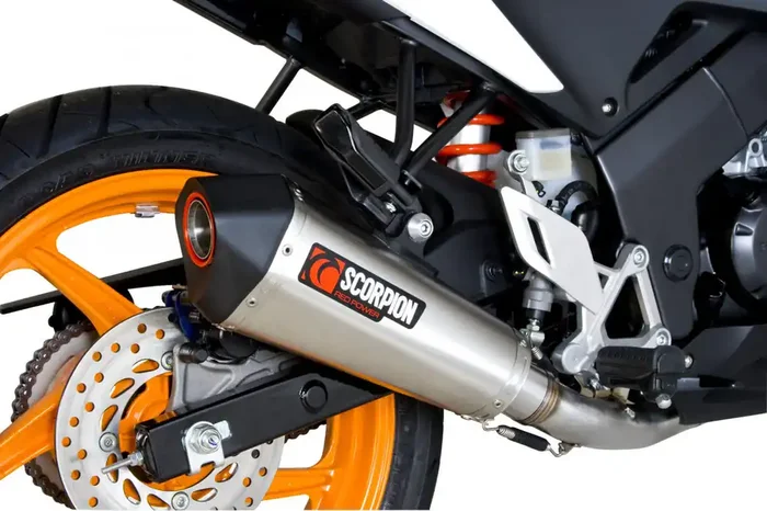 Scorpion RHA151SEO Honda CBR125 R Serket Taper Full Exhaust System – Brushed Stainless Steel Sleeve
