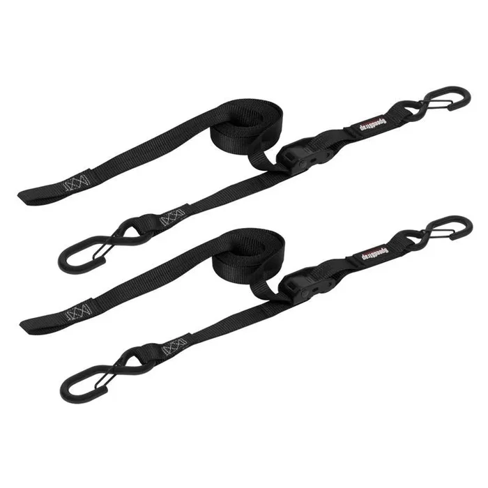 SpeedStrap 1In x 10Ft CAM-Lock Tie Down w/ Snap FtSFt Hooks (2 Pack) – Black