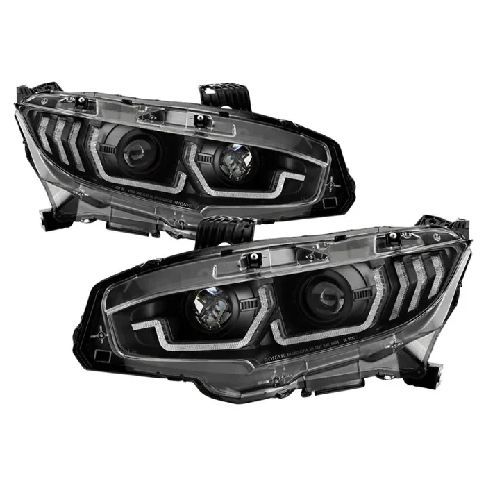 Spyder Honda Civic 16- 2DR/4DR/Hatchback Projector Headlights – Black PRO-YD-HC16SI-SEQGR-BK