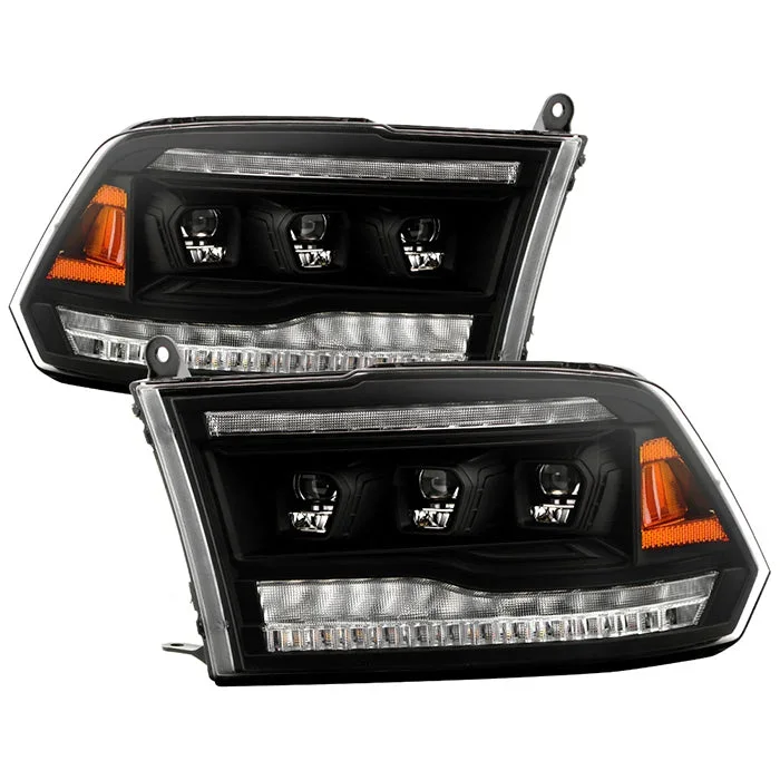 Spyder LED Projectile Headlights Dodge Ram 1500 (13-18) 2500/3500 (13-19) Halogen Model [Apex Series – Sequential LED Turn Signal] Black