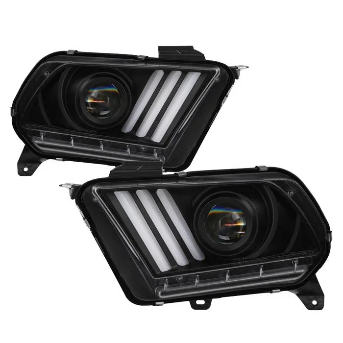 Spyder Projector Headlights Ford Mustang (13-14) HID Model w/ Sequential Turn Signal – Black