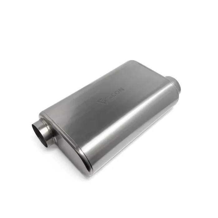 Ticon Industries 17in Overall Length 3in Thin Oval Titanium Muffler – 3in Offset In/Offset Out