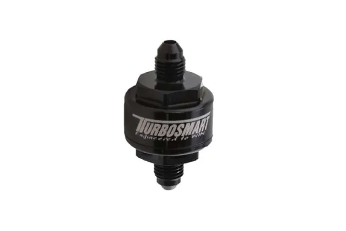 Turbosmart Billet Turbo Oil Feed Filter w/ 44 Micron Pleated Disc AN-3 Male Inlet – Black