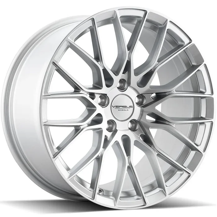 Versus Racing VS442 Silver w/Machined Spoke Faces and Outer Lip Ring 18×8.5 | 5×120 (VS44218855120+35SMF)