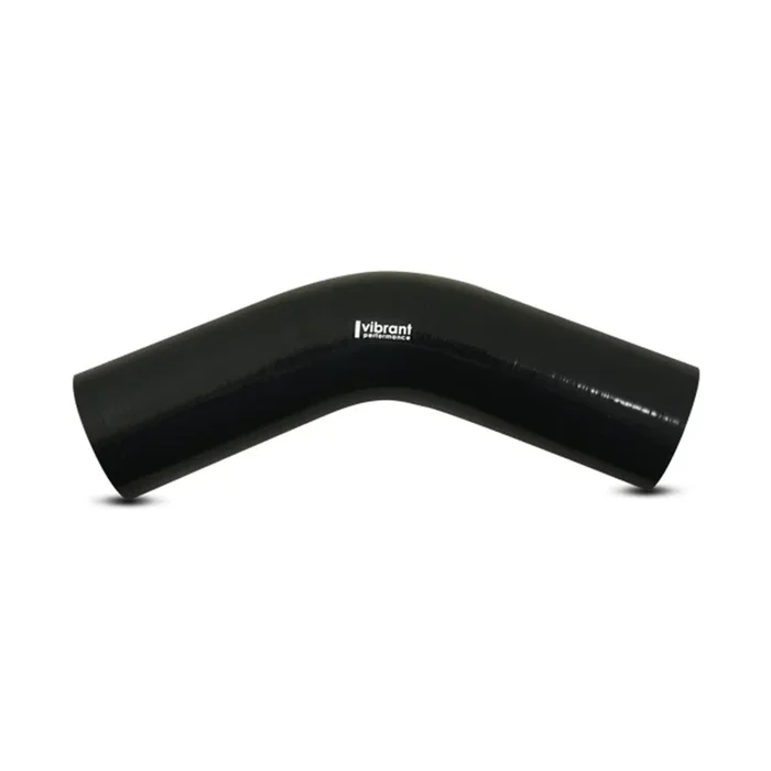 Vibrant 4 Ply Reinforced Silicone Elbow Connector – 1in ID x 8in Leg 45 Deg Elbow – Black (2968)