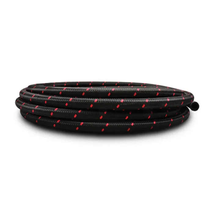 Vibrant -8 AN Two-Tone Black/Red Nylon Braided Flex Hose – 20 foot roll (11978R)