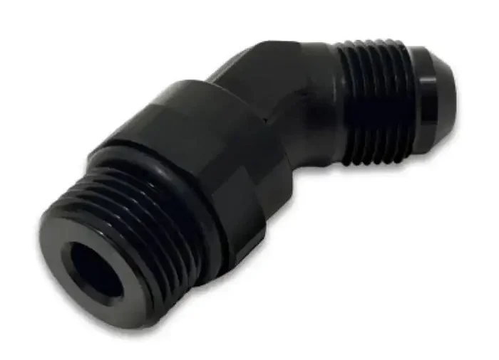 Vibrant -8AN Male to Male -6AN Straight Cut 45 Degree Adapter Fitting – Anodized Black