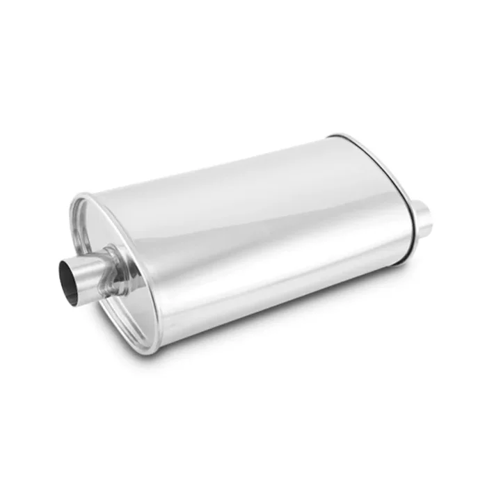 Vibrant StreetPower Oval Muffler – 2in Inlet/Dual Outlet Center In – Offset Out (1104)