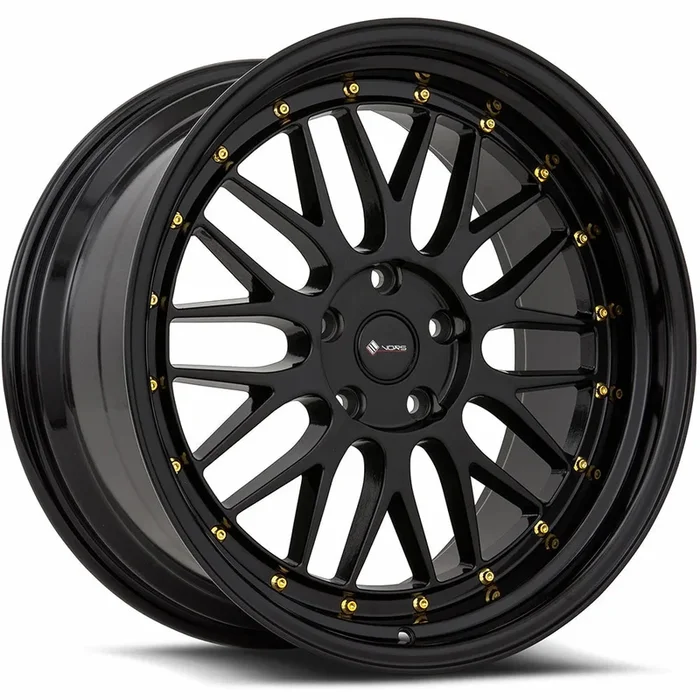 Vors Wheels VR8 Gloss Black w/ Gold Rivets 17×8 | 5×112 (VR08178051435GB-512)