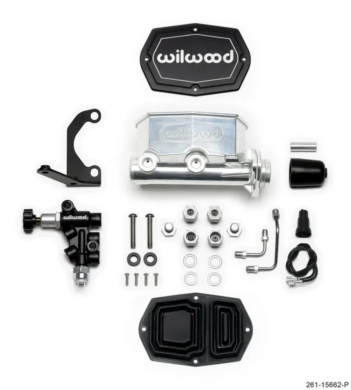 Wilwood Compact Tandem M/C – 1.12in Bore w/RH Bracket and Valve – Ball Burnished